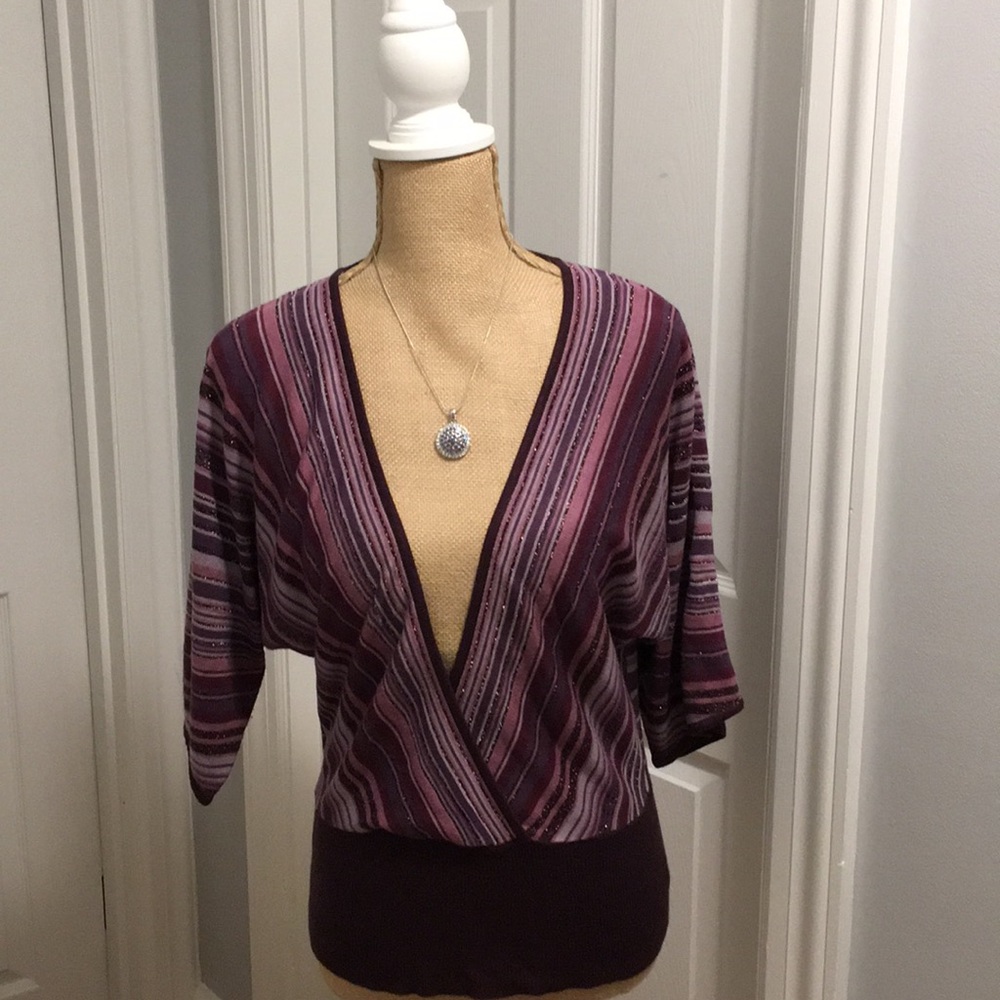 New York & Company Purple Striped Top